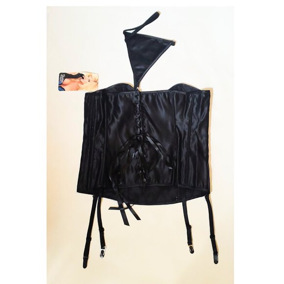 Black Strapless Bustier Size 38 Designer Basque Corset NWT - Picture 5 of 6